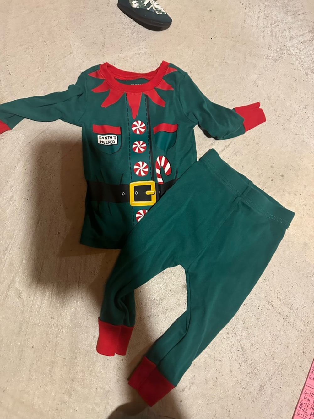Old Navy Green and Red Elf Pajama Set